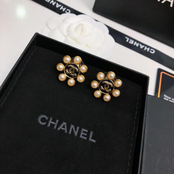 Orecchini Chanel in argento sterling 925 con conta aghi originali in ottone, logo classico, orecchini con diamanti (V8CLL)