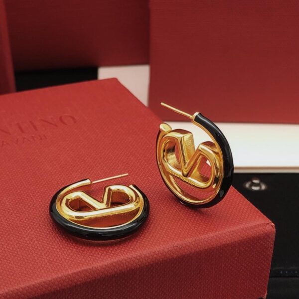 replica,repliche,fake,1:1,earrings,bracelet,ring,jewelry Orecchini rotondi neri Valentino in ottone ZP (WF4Z8)