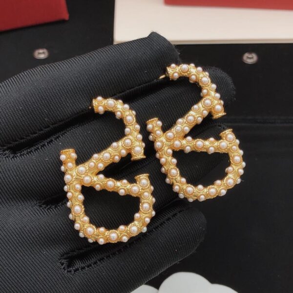 replica,repliche,fake,1:1,earrings,bracelet,ring,jewelry Orecchini Valentino con perline di riso e diamanti, ultimo modello, in ottone ZP (FU916)