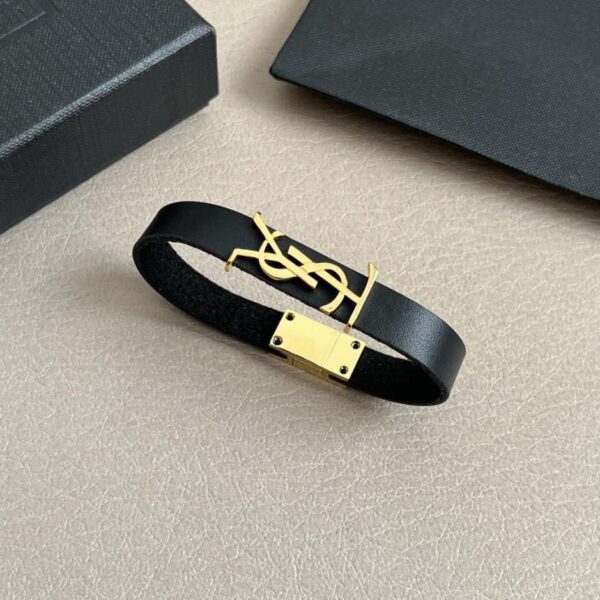 replica,repliche,fake,1:1,earrings,bracelet,ring,jewelry Bracciale in pelle di mucca YSL in ottone originale (1P5QC)
