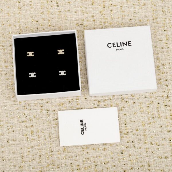 Orecchini Celine con logo Arc de Triomphe interamente in diamanti (HJIU2)