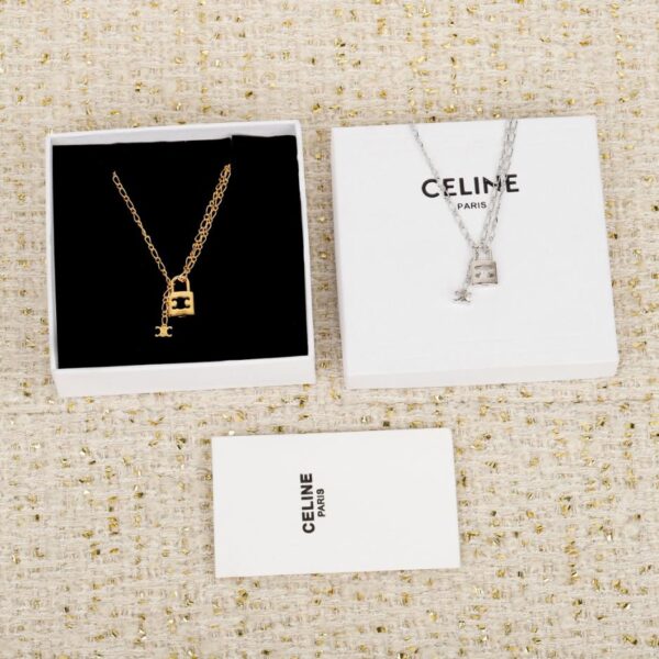 replica,repliche,fake,1:1,earrings,bracelet,ring,jewelry Collana con lucchetto Arc de Triomphe di Celine (93T8O)