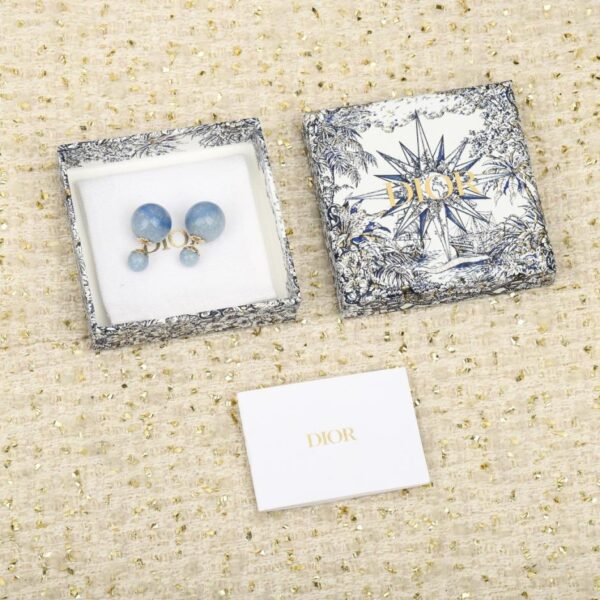 Orecchini a bottone Dior in marmo blu (P848L)