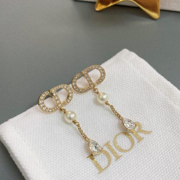 Orecchini Dior CD con perline pendenti e strass (U0T8B)