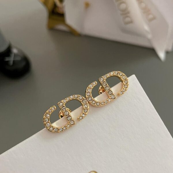 replica,repliche,fake,1:1,earrings,bracelet,ring,jewelry Orecchini Dior CD con diamanti in oro/argento (QJ5UE)