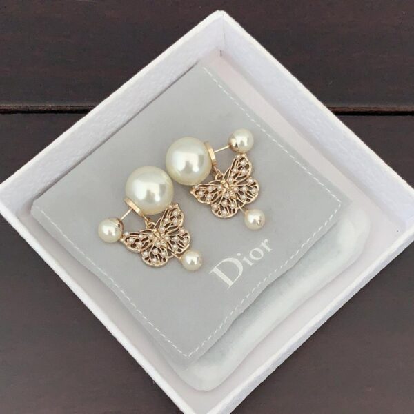 replica,repliche,fake,1:1,earrings,bracelet,ring,jewelry Orecchini a farfalla con perle Dior, ultimi modelli, materiale in ottone ZP (YXB3Q)