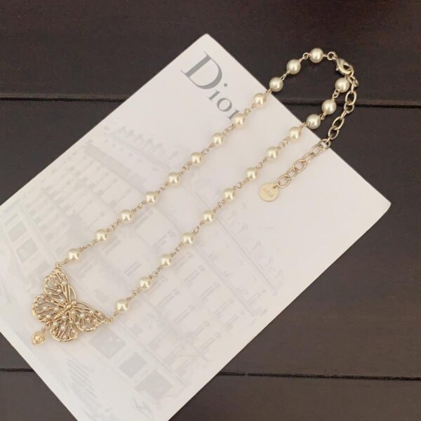 replica,repliche,fake,1:1,earrings,bracelet,ring,jewelry Collana con farfalla di perle Dior, ultimo modello, materiale in ottone ZP (4Y4FV)