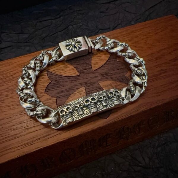 replica,repliche,fake,1:1,earrings,bracelet,ring,jewelry Nuovo bracciale cubano con teschio e croce vintage Chrome Hearts di qualità da banco (ZI84K)