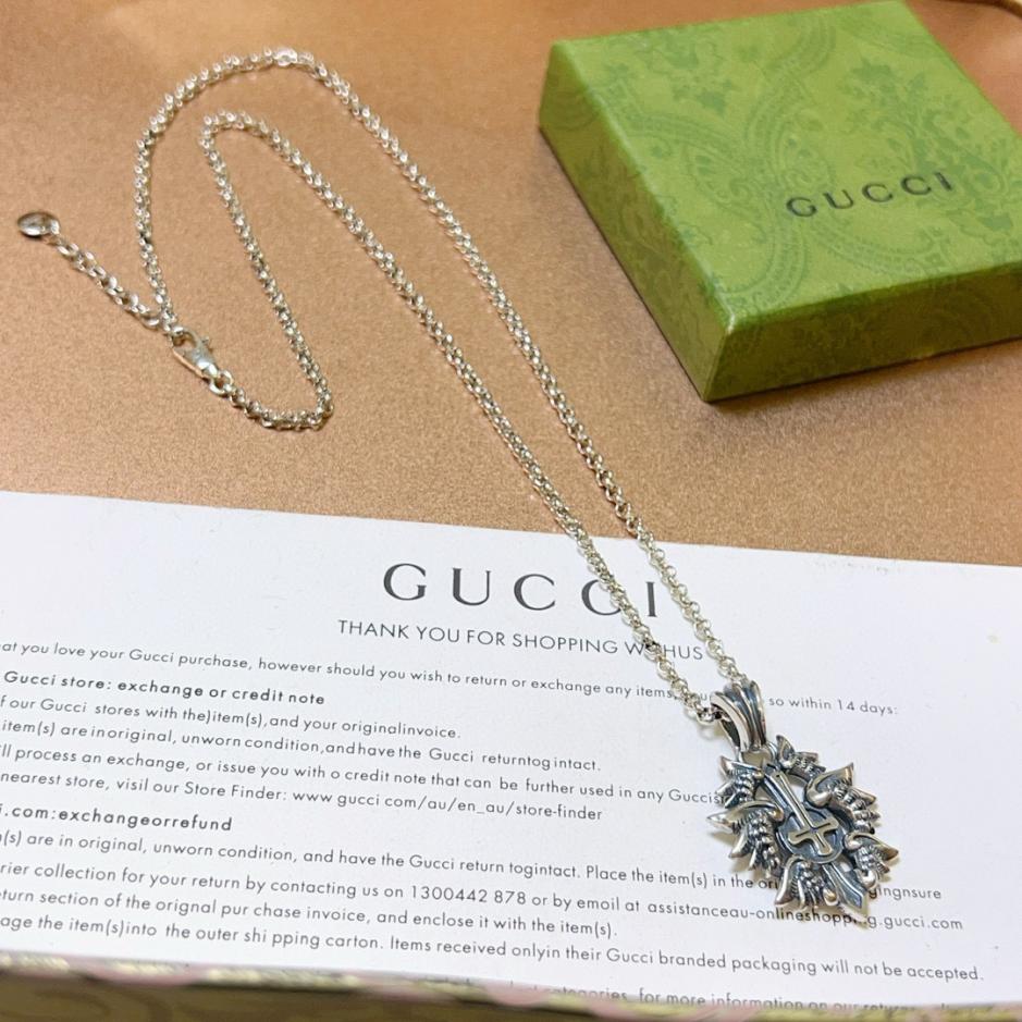 replica,repliche,fake,1:1,earrings,bracelet,ring,jewelry Collana Gucci Anger Forest Series Doppia G Classica (R046P)