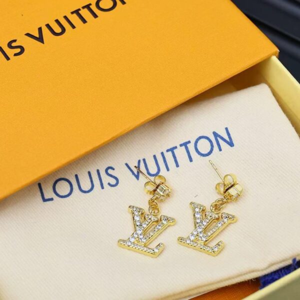 LV New LADY LV Orecchini a forma di lettera con piccola catena quadrata e diamanti (YM92S)