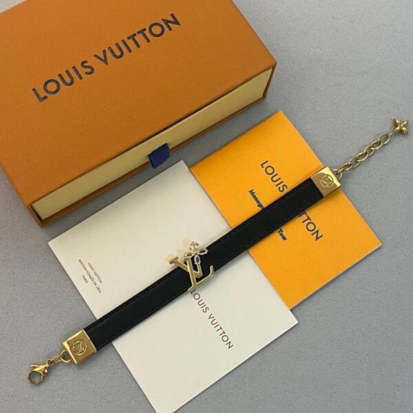 replica,repliche,fake,1:1,earrings,bracelet,ring,jewelry Bracciale in pelle e metallo con motivo floreale LOUIS VUITTON da donna, nero (7P3CC)