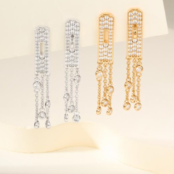 replica,repliche,fake,1:1,earrings,bracelet,ring,jewelry Orecchini Hermes Kelly con nappa e diamanti nuovi (6P5R6)