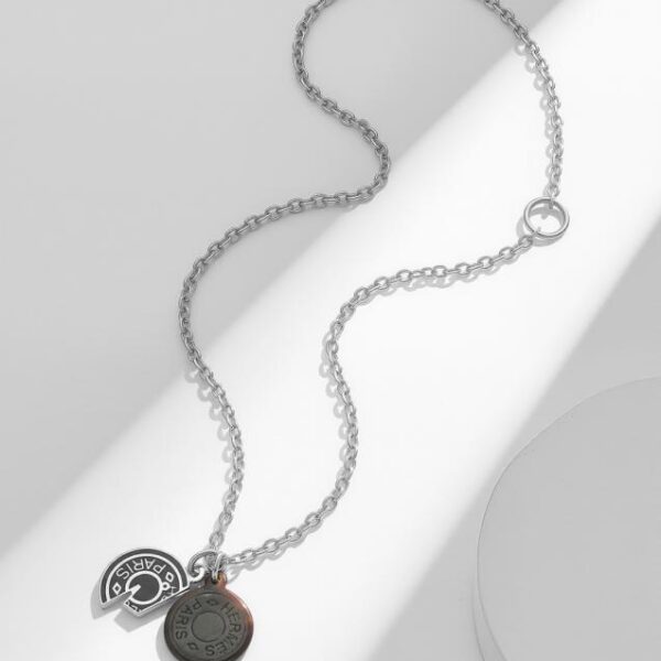replica,repliche,fake,1:1,earrings,bracelet,ring,jewelry Collana con fibbia a disco bicolore Hermes (NSR3P)