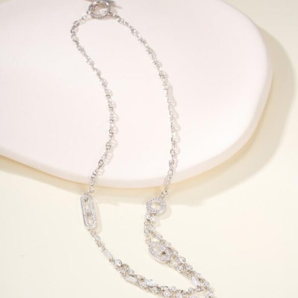 replica,repliche,fake,1:1,earrings,bracelet,ring,jewelry Collana doppia Hermes Pony Full Diamond (L2JJG)