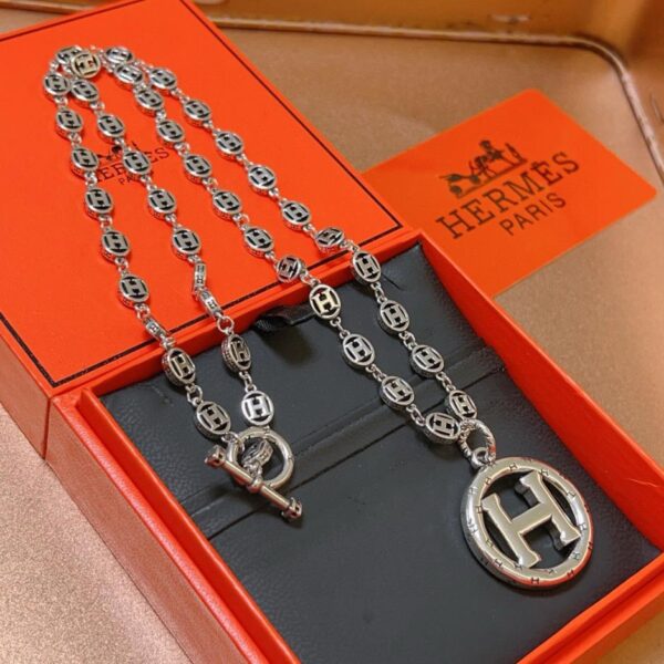 replica,repliche,fake,1:1,earrings,bracelet,ring,jewelry Collana Hermes serie H Disc Jewelry (3ZB7S)