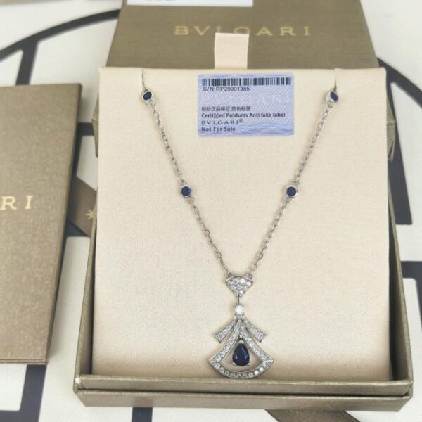 replica,repliche,fake,1:1,earrings,bracelet,ring,jewelry Versione da banco Bulgari gonna zaffiro collana piena di diamanti nuovo aggiornamento argento grande materiale v produzione oro 5A diamante ad alto tenore di carbonio (IAHJV)