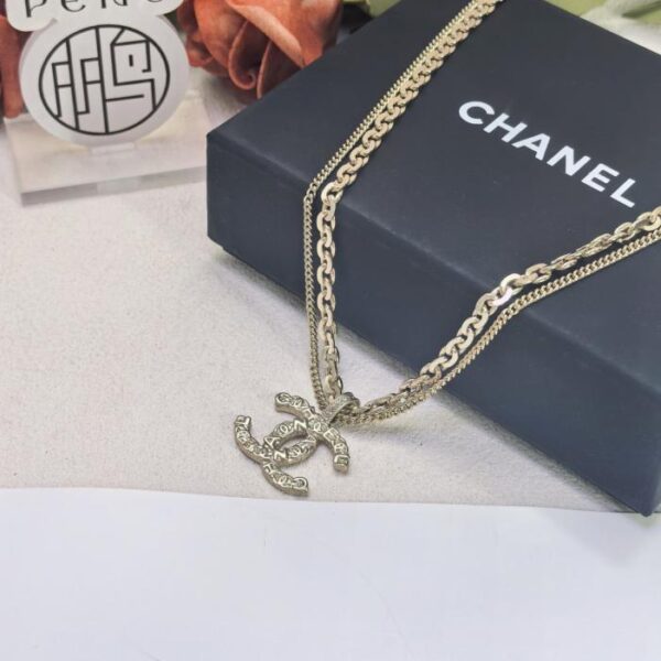 replica,repliche,fake,1:1,earrings,bracelet,ring,jewelry Versione Counter Chanel Double C collana a doppia catena in ottone placcato oro vero (V8U4R)