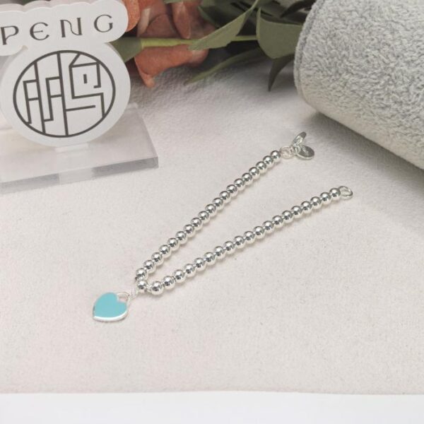 replica,repliche,fake,1:1,earrings,bracelet,ring,jewelry Versione da banco Tiffany Tiffany Love Ciondolo Bracciale con Perline Rotonde Versione Blu Argento Sterling Ag925 (6g) (YM55B)
