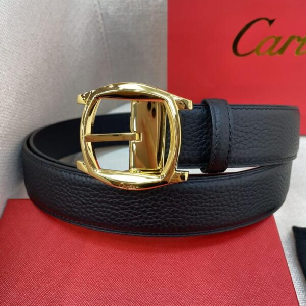replica,repliche,fake,1:1,earrings,bracelet,ring,jewelry Cintura con fibbia ad ardiglione Cartier Cintura double face in pelle nera e marrone con logo Cartier (L8SXL)