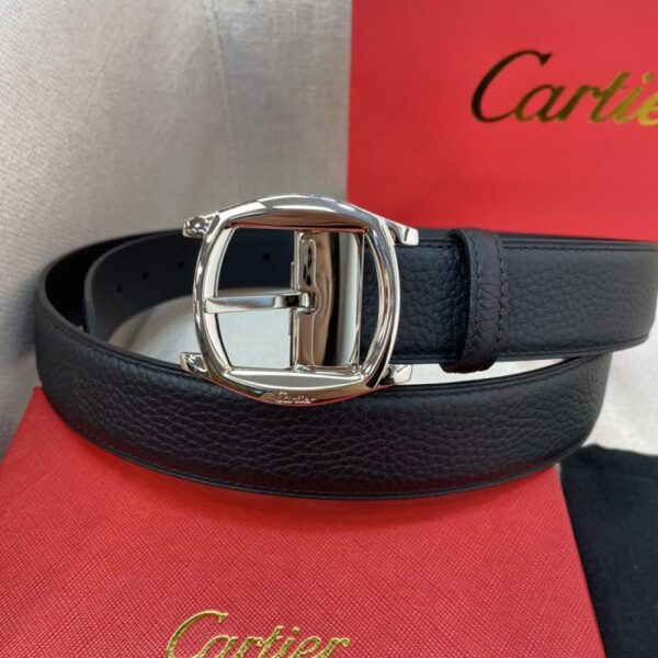 replica,repliche,fake,1:1,earrings,bracelet,ring,jewelry Cintura con fibbia ad ardiglione Cartier Cintura double face in pelle nera e marrone con logo Cartier (MXIRX)