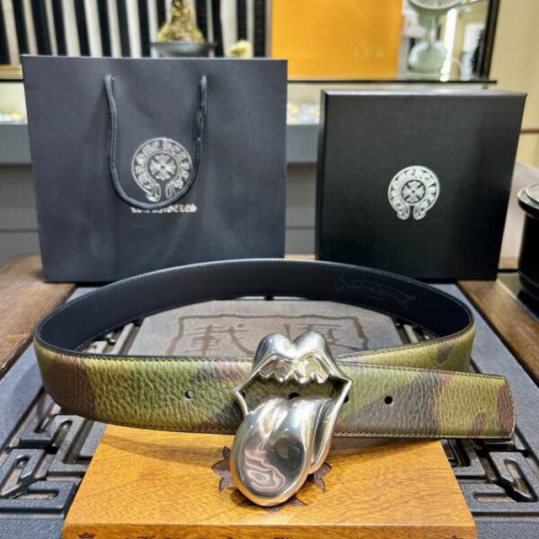 replica,repliche,fake,1:1,earrings,bracelet,ring,jewelry Cintura mimetica staccabile Chrome Hearts in pelle bovina cerata originale con fibbia in ottone placcato argento 925 (DENJN)