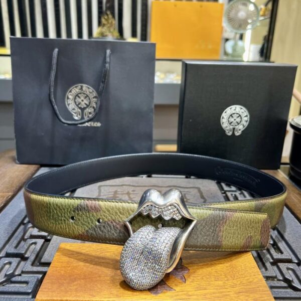 replica,repliche,fake,1:1,earrings,bracelet,ring,jewelry Cintura mimetica staccabile con testa di diamante incastonata in pelle bovina cerata originale con fibbia in ottone placcato argento sterling 925 (NG0KJ)