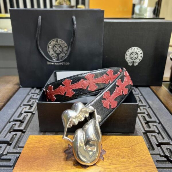 replica,repliche,fake,1:1,earrings,bracelet,ring,jewelry Cintura rossa “Disassembly” con linguetta e logo Rolling Stone, con fibbia in ottone originale in pelle di vacchetta cerata, placcata in argento 925 (GTVVK)