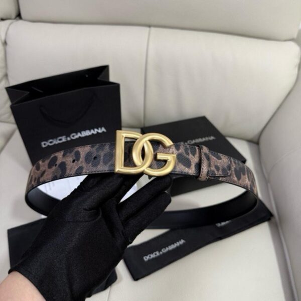 replica,repliche,fake,1:1,earrings,bracelet,ring,jewelry Cintura Dolce & Gabbana in vitello Dauphine con stampa leopardata e doppia faccia in vitello, larghezza 3,5 cm (3TQ0H)