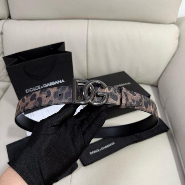 replica,repliche,fake,1:1,earrings,bracelet,ring,jewelry Cintura Dolce & Gabbana in vitello Dauphine con stampa leopardata e doppia faccia in vitello, larghezza 3,5 cm (5QSNH)