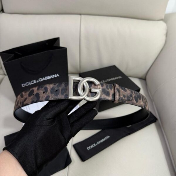 replica,repliche,fake,1:1,earrings,bracelet,ring,jewelry Cintura reversibile Dolce & Gabbana in vitello Dauphine con stampa leopardata e pelle di vitello, larghezza 3,5 cm (FGFKU)