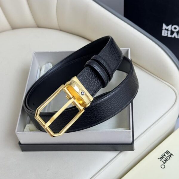 Montblanc largo 3,5 cm, realizzato in pelle bovina pieno fiore, con fibbia ad ardiglione di alta qualità e taglio libero per abbigliamento casual da lavoro (OM2XF)