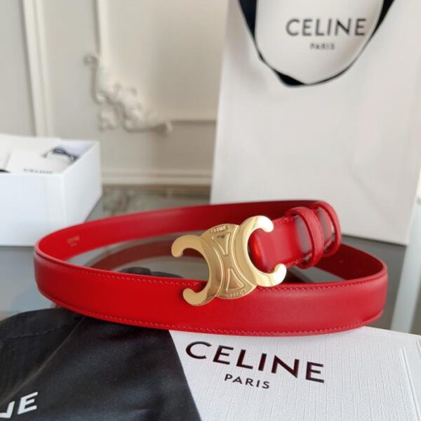 replica,repliche,fake,1:1,earrings,bracelet,ring,jewelry Cintura da donna CELINE, rosso brillante, larghezza 2,4 cm, cucita a mano (1D9MA)