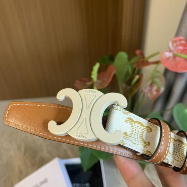 replica,repliche,fake,1:1,earrings,bracelet,ring,jewelry CÉLINE Nuova cintura Triumphal Arch TRIOMPHE Cintura in pelle di vitello liscia con dettagli in metallo color oro, larghezza 2,5 cm (6E52Q)