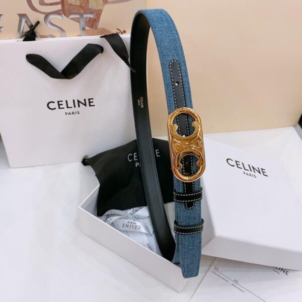 replica,repliche,fake,1:1,earrings,bracelet,ring,jewelry Cintura in denim media Celine TRIOMPHE TAURILLON Cintura in denim in pelle 2,5 cm (0VX24)