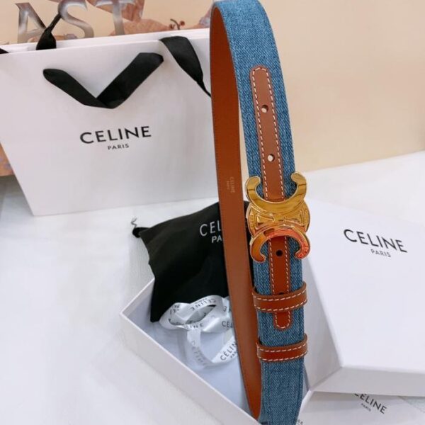 replica,repliche,fake,1:1,earrings,bracelet,ring,jewelry Cintura in denim media Celine TRIOMPHE TAURILLON Cintura in denim in pelle 2,5 cm (436XY)