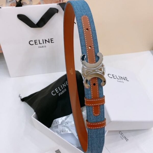 replica,repliche,fake,1:1,earrings,bracelet,ring,jewelry Cintura in denim media Celine TRIOMPHE TAURILLON Cintura in denim in pelle 2,5 cm (BU8XP)