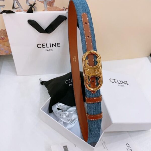 replica,repliche,fake,1:1,earrings,bracelet,ring,jewelry Cintura in denim media Celine TRIOMPHE TAURILLON Cintura in denim in pelle 2,5 cm (ELEV2)