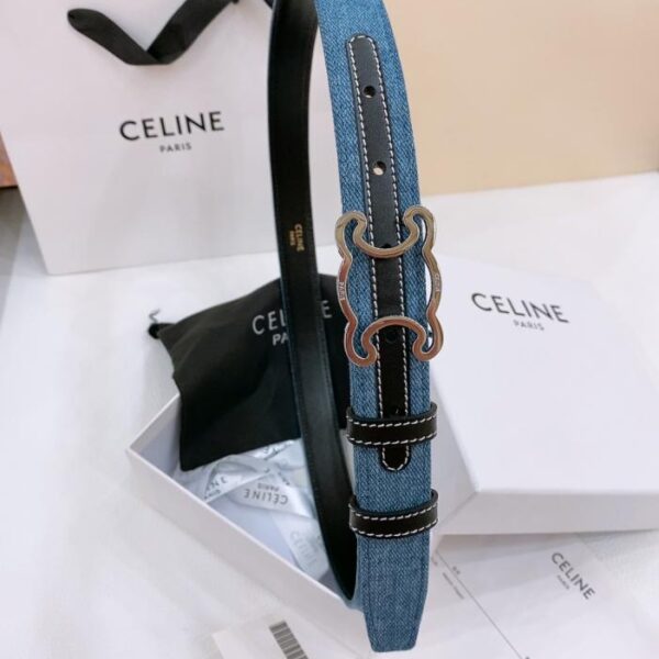 replica,repliche,fake,1:1,earrings,bracelet,ring,jewelry Cintura in denim media Celine TRIOMPHE TAURILLON Cintura in denim in pelle 2,5 cm (HCHH3)