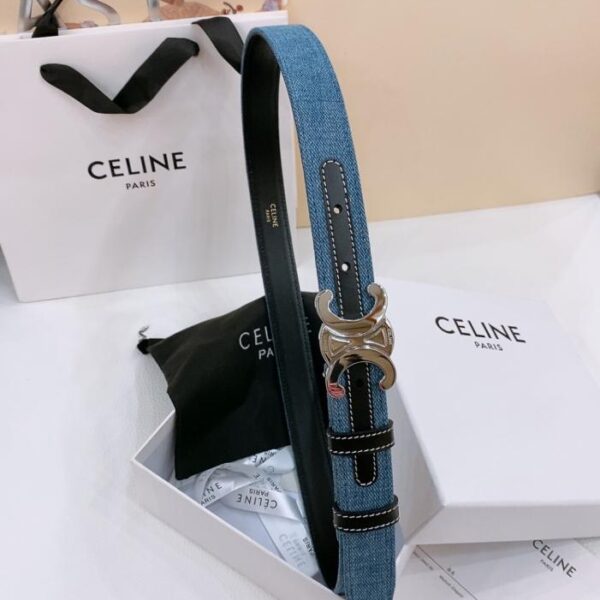 replica,repliche,fake,1:1,earrings,bracelet,ring,jewelry Cintura in denim media Celine TRIOMPHE TAURILLON Cintura in denim in pelle 2,5 cm (Q15J4)