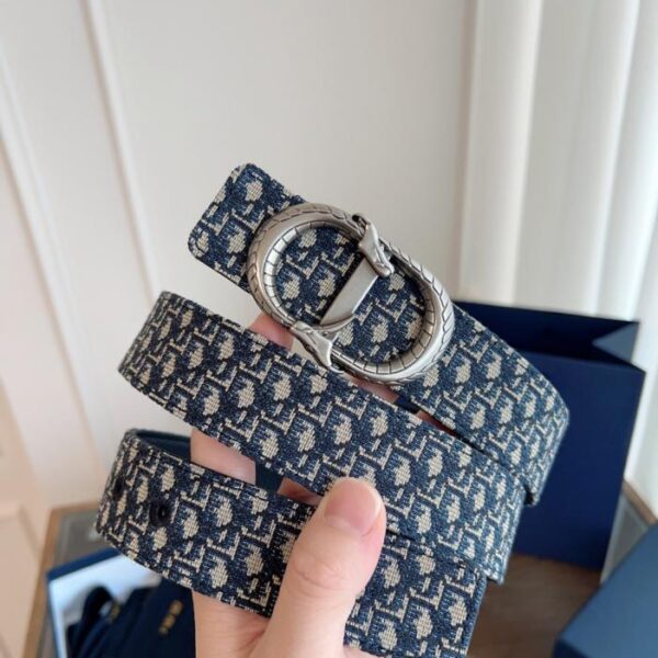 replica,repliche,fake,1:1,earrings,bracelet,ring,jewelry DIOR Enhanced Edition Pelle originale francese Panno blu obliquo Pelle di vacchetta nera 3,5 cm (7DWAE)