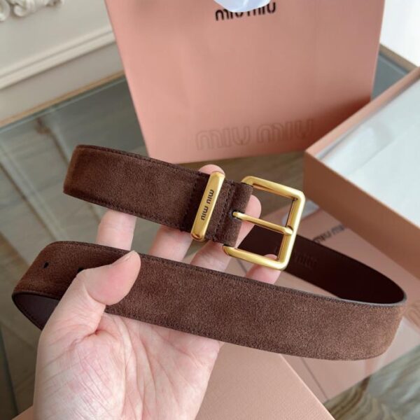 replica,repliche,fake,1:1,earrings,bracelet,ring,jewelry MiuMiu larghezza 3,5 cm n. 5CC536 primo strato in pelle di vitello scamosciata marrone double face (J9PZ0)