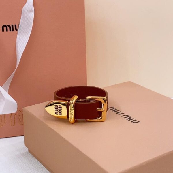 replica,repliche,fake,1:1,earrings,bracelet,ring,jewelry Bracciale Miu Miu con cintura in pelle 2,0 cm (NM7NR)