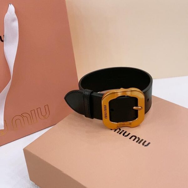 replica,repliche,fake,1:1,earrings,bracelet,ring,jewelry Cintura in pelle con bracciale Miu Miu 3,4 cm (X3W8P)
