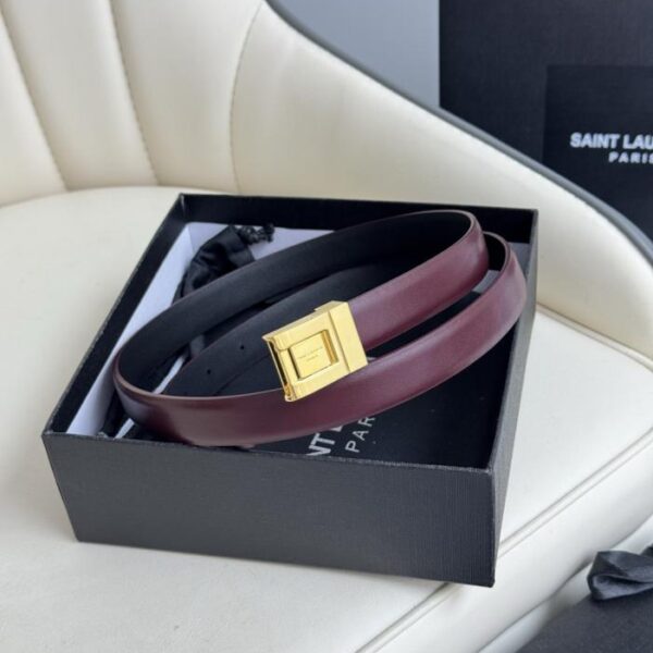 replica,repliche,fake,1:1,earrings,bracelet,ring,jewelry Cintura da donna Saint Laurent con fibbia galvanizzata oro autentico, realizzata in Italia, 2,0 cm (W2J1K)