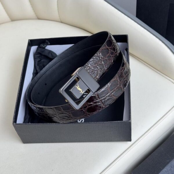 replica,repliche,fake,1:1,earrings,bracelet,ring,jewelry Cintura da donna Saint Laurent con fibbia galvanizzata oro autentico, realizzata in Italia, 3,0 cm (1ELDS)