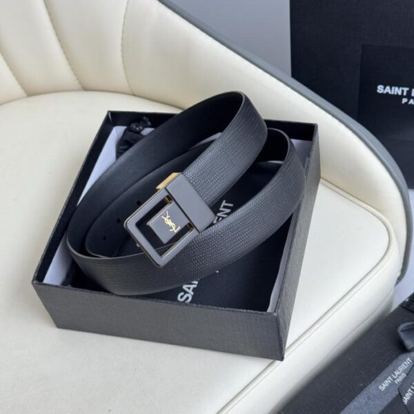 replica,repliche,fake,1:1,earrings,bracelet,ring,jewelry Cintura da donna Saint Laurent con fibbia galvanizzata oro autentico, realizzata in Italia, 3,0 cm (JCQZT)