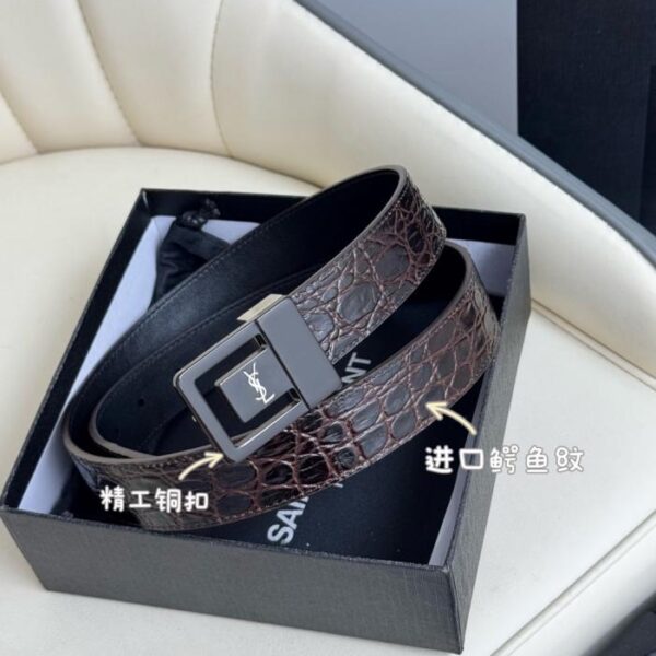 replica,repliche,fake,1:1,earrings,bracelet,ring,jewelry Cintura da donna Saint Laurent con fibbia galvanizzata oro autentico, realizzata in Italia, 3,0 cm (QBRQE)