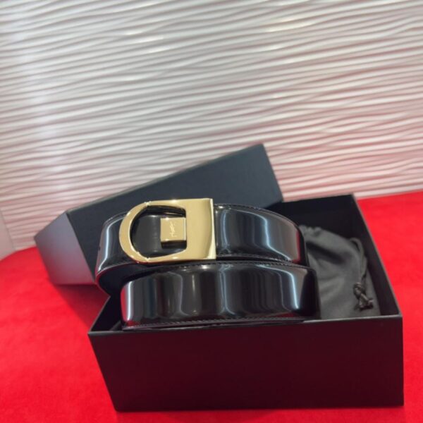 replica,repliche,fake,1:1,earrings,bracelet,ring,jewelry Cintura da donna Saint Laurent con fibbia galvanizzata oro autentico, realizzata in Italia, 3,0 cm (WT7W0)