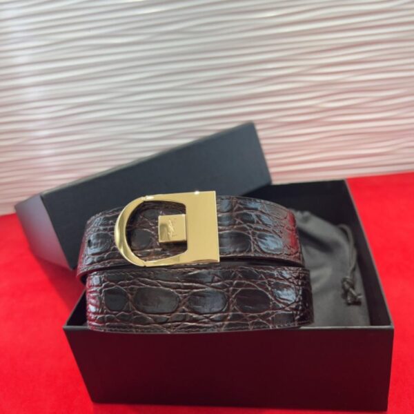Cintura da donna Saint Laurent con fibbia galvanizzata oro autentico, realizzata in Italia, 3,0 cm (Z86IY)
