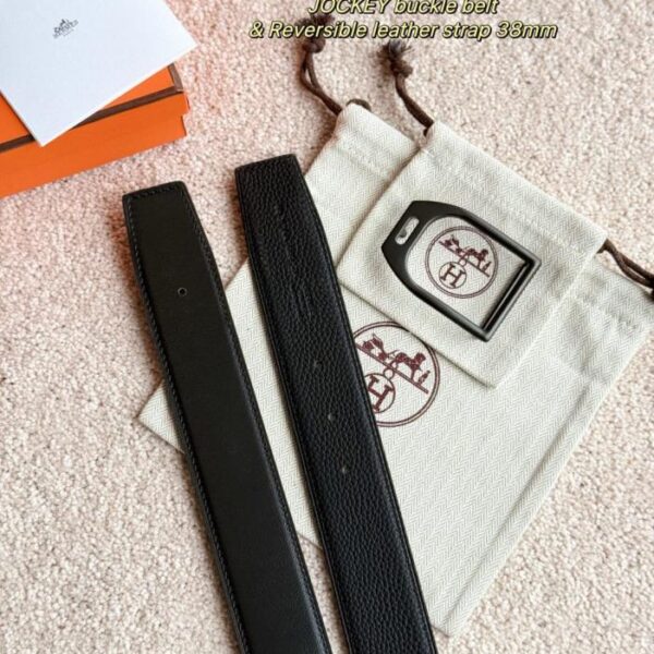 replica,repliche,fake,1:1,earrings,bracelet,ring,jewelry Cintura da uomo in pelle Togo importata (nera) con larghezza 38 mm, accessori per boutique Black Warrior JOCKEY (U1BWK)